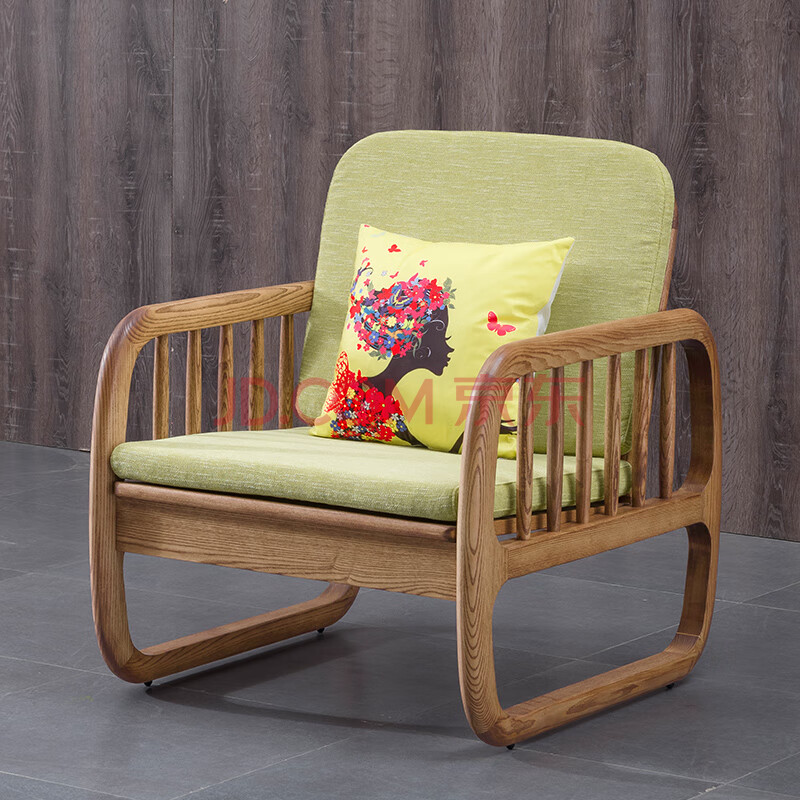 敏成木头沙发公寓办公室家私小型单人位u型北欧白蜡木沙发小户型客厅