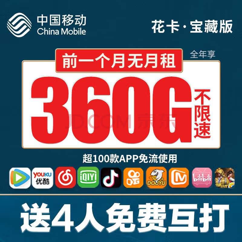 靚號享30gb不限速全國通用流量電話卡流量卡日租4g5g大王卡 移動花卡