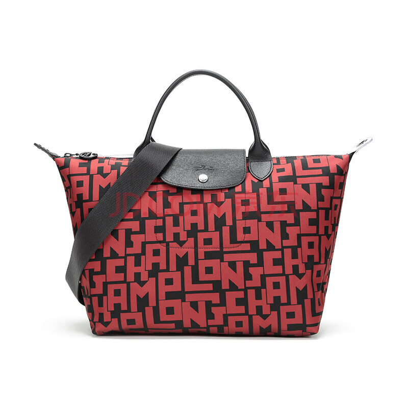 珑骧(longchamp) 女士小号饺子包印花字母短柄手提单肩包 黑色砖红色