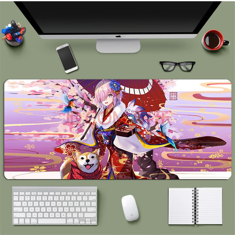 京俏 鼠标垫动漫美女 二次元可爱女生加厚超大办公桌垫游戏键盘垫锁边