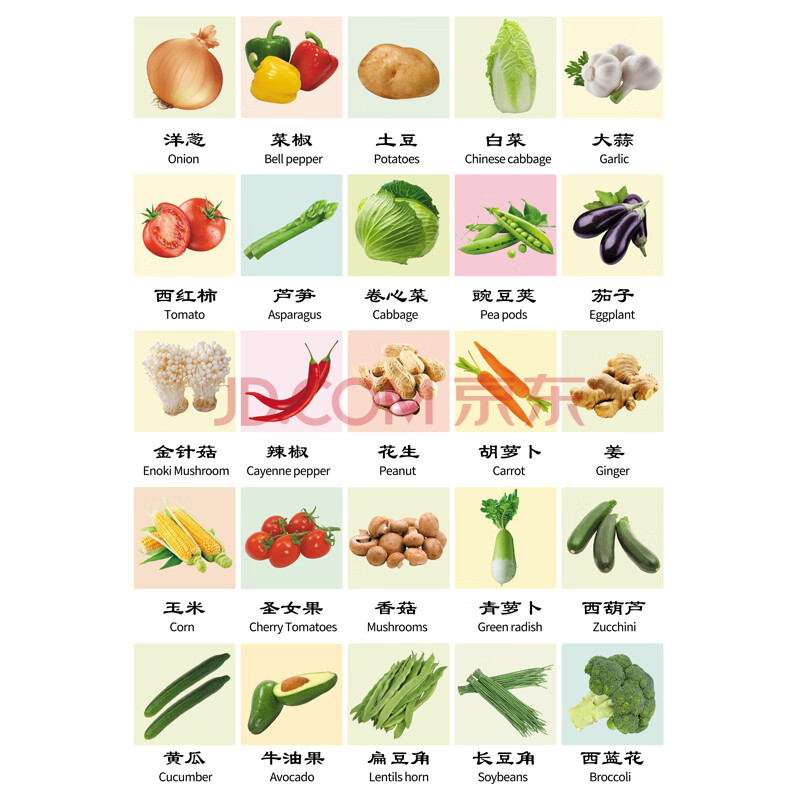 汉语拼音字母表挂图声母韵母加法减法乘法认读拼读海报 看图识蔬菜 40