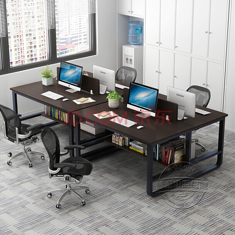 书房家具 简约现代人造板式办公桌简约现代四人位公司职员组装办公