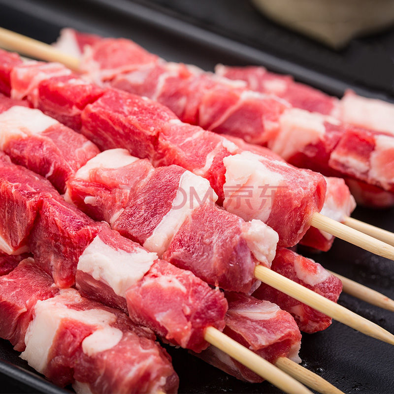 甘肃沙漠清真羔羊肉串烧烤新鲜调理羔羊肉冷冻半成品烧烤食材 羊肉串