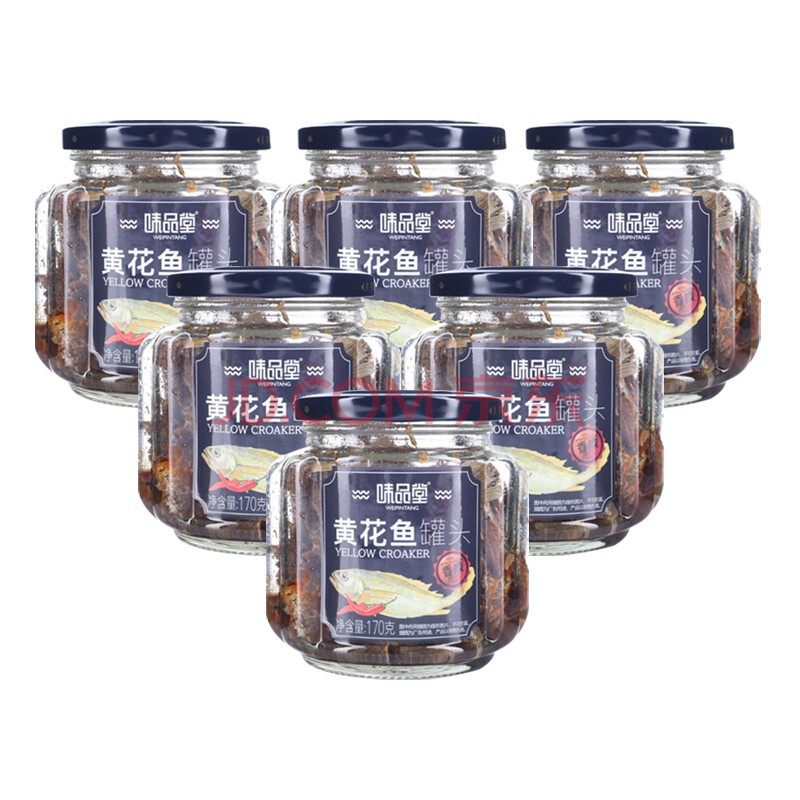 味品堂 香辣黃花魚170g*6瓶 大連特產即食速食下酒菜海鮮魚罐頭下飯