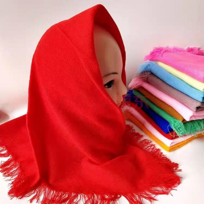 网红头巾中老年妇女农村下地干活劳保方巾巾老式四方妈妈 大红色 73*