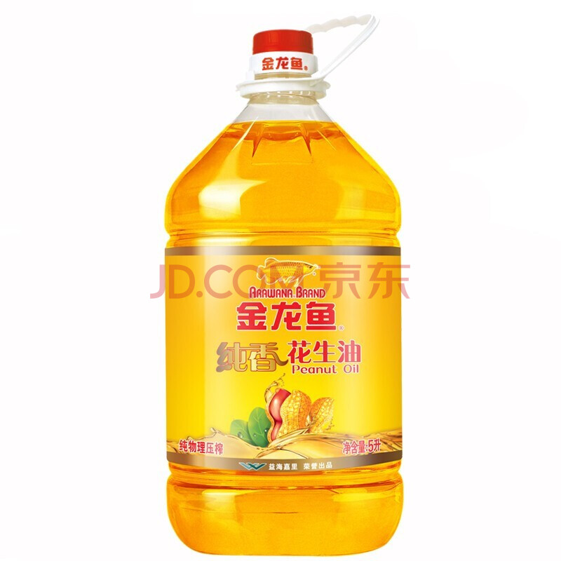 金龙鱼 食用油 压榨 纯香花生油5l桶装油家庭用油