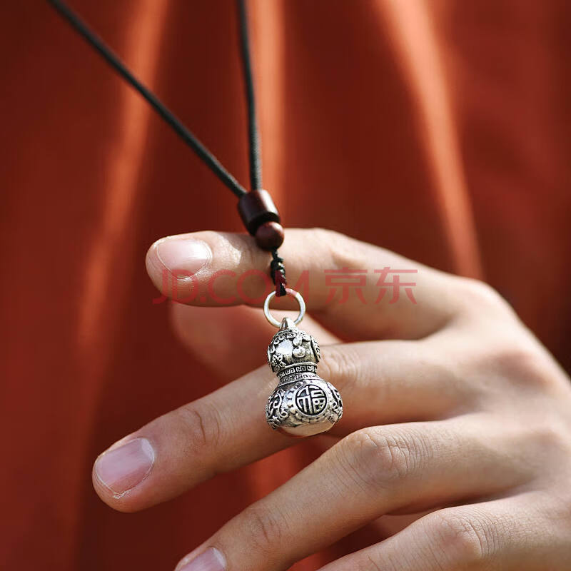 999足银葫芦吊坠男纯银项链女空心可打开挂坠复古银饰品情侣挂件 大号