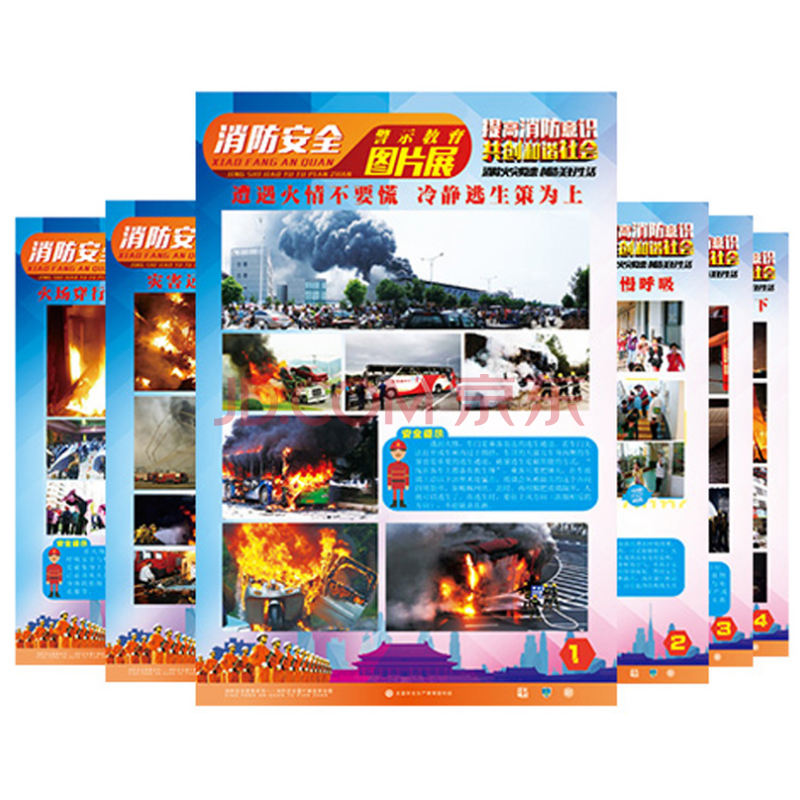 消防安全警示教育图片展宣教挂图6张