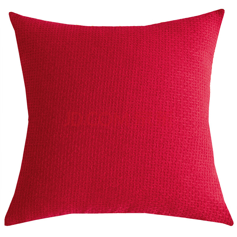 素色简约抱枕客厅沙发靠垫办公室纯色床头靠枕套加厚亚麻布艺 酒红色