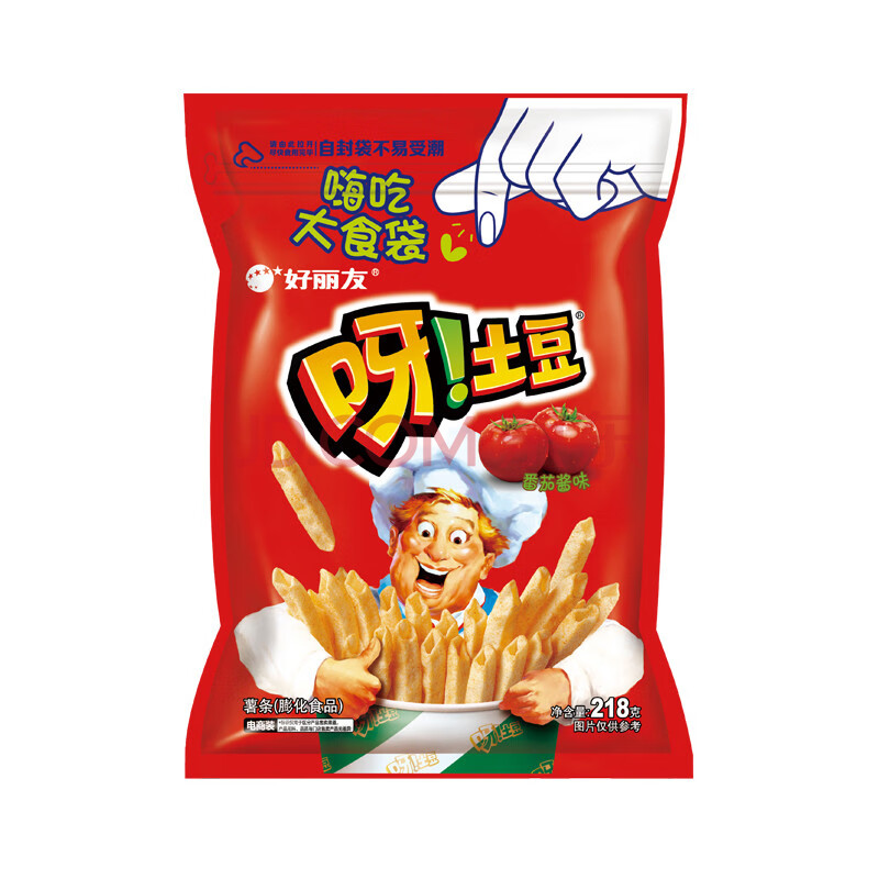 好丽友好丽友 orion 呀土豆 嗨吃大食袋 薯片 薯条 番茄味218g