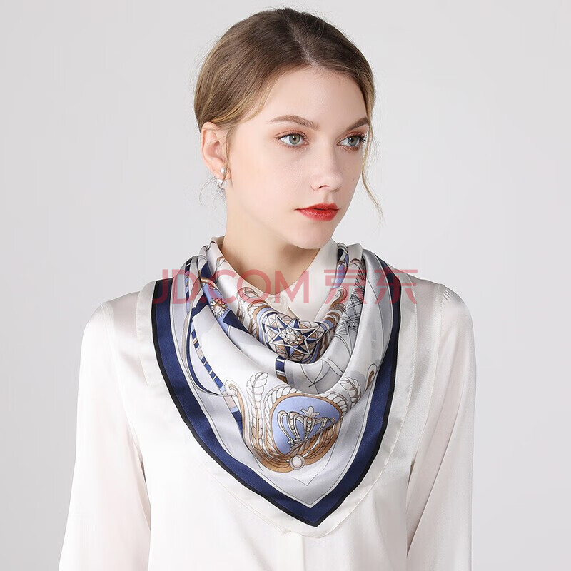 上海故事真丝丝巾女士秋冬款围巾桑蚕丝绸披肩礼物 海盗船蓝