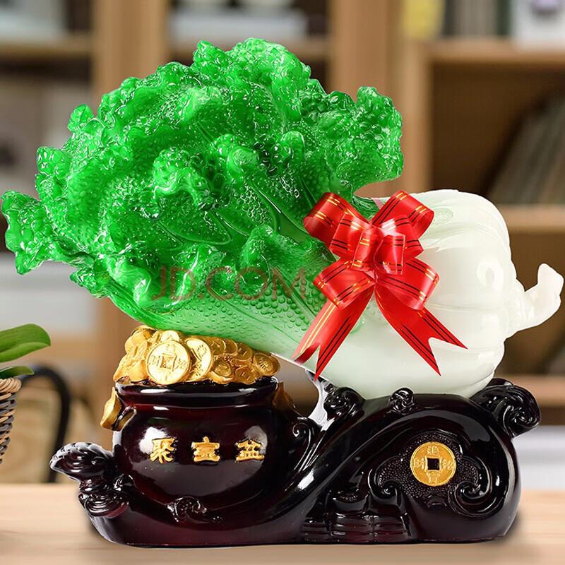 囚牛(qiuniu)白菜摆件聚宝盆百财如意四季发财风水摆件迁开业礼品家居
