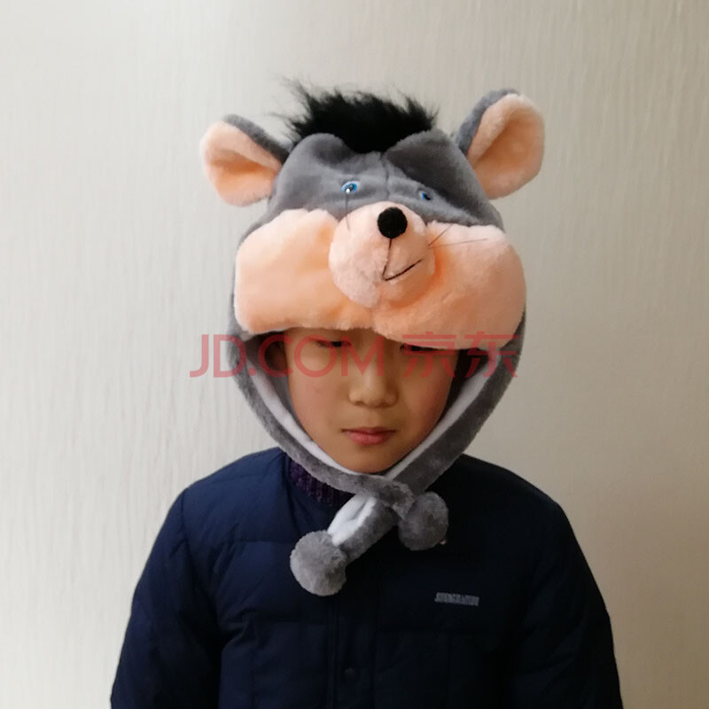 狗熊小熊帽子幼儿动物头套可爱头饰动物款式帽子亲子表演 老鼠帽子