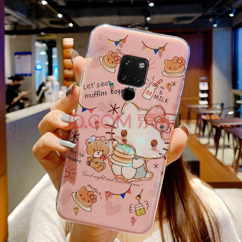 阿法凯蒂猫华为p40蓝光手机壳可爱猫咪nova8/7少女心荣耀30浮雕闪彩钻