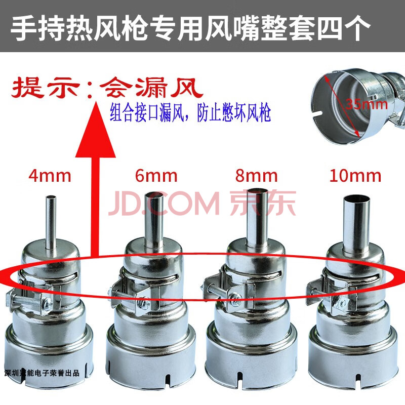 850ab/852d/9502d通用型熱風槍風嘴咀噴嘴風槍頭拆焊臺方圓形 直徑