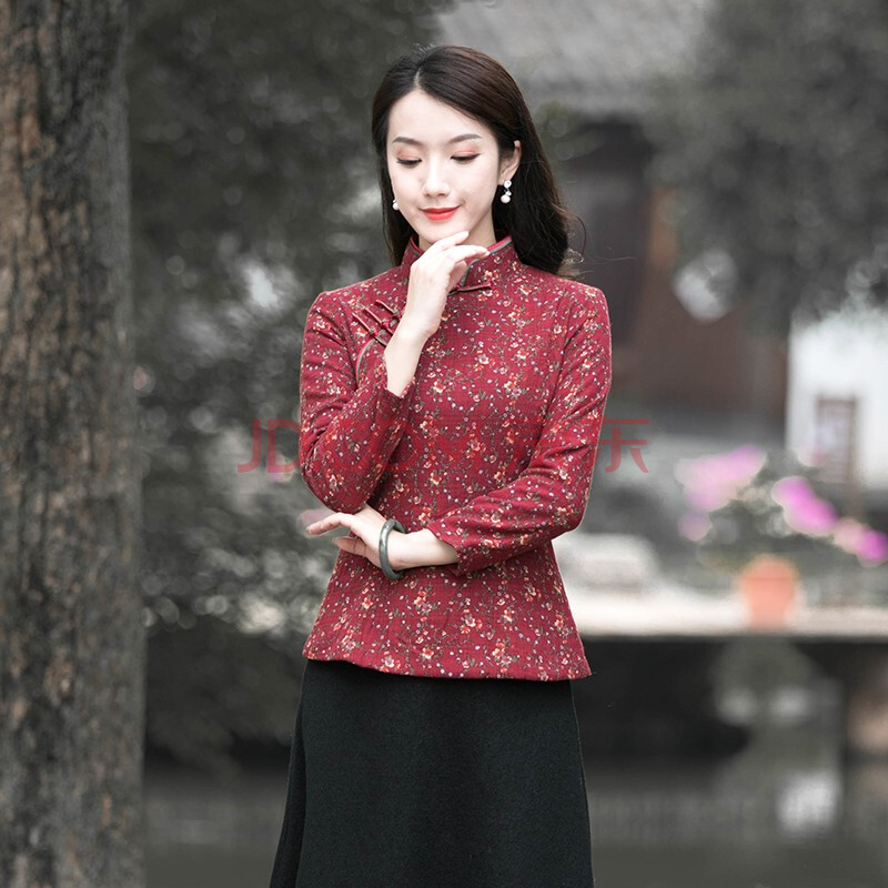 筠雅冬款中式唐装上衣旗袍小袄加厚保暖长袖棉麻日常中国风女装 r190