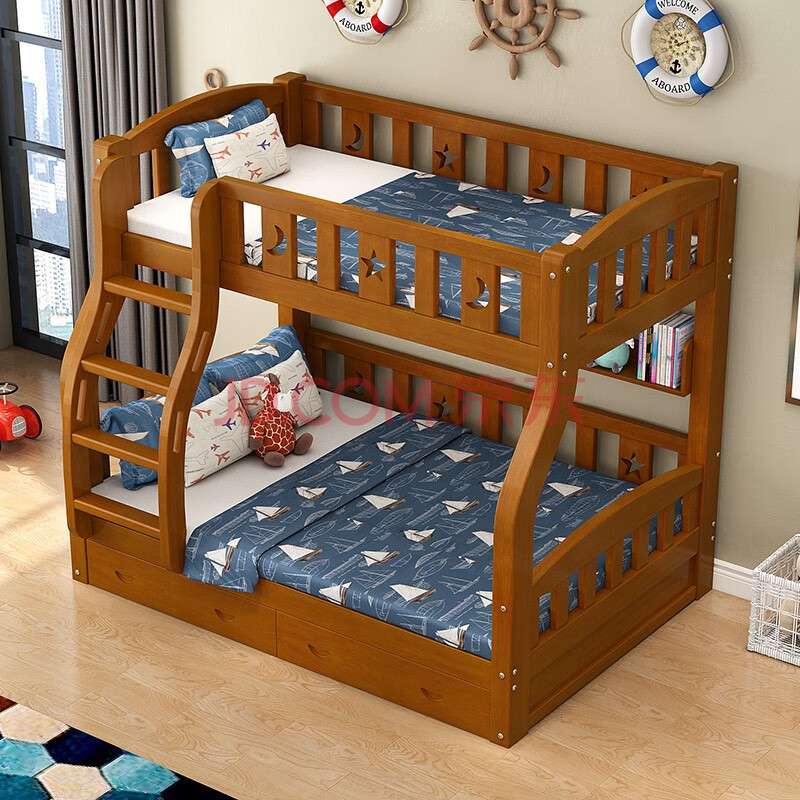 莱客轩(laikexuan)儿童上下床 美式双层实木高低子母床 上铺115下铺