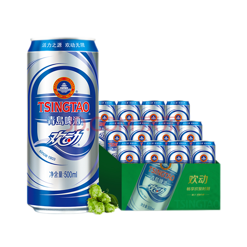 青岛啤酒欢动啤酒500ml 12听