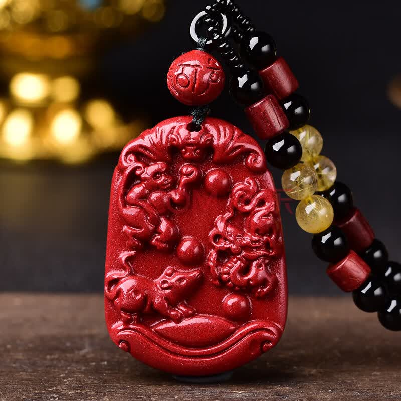 腾涵朱砂申子辰三合吊坠灵缘祥安阁福鼠送祥吉灵鼠赐瑞吊坠项链 项链
