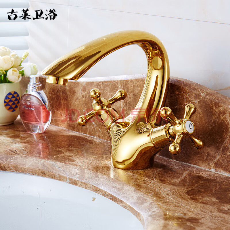 九思睿达 金色水龙头冷热欧式龙头 面盆仿古面盆龙头 时尚金色水龙头