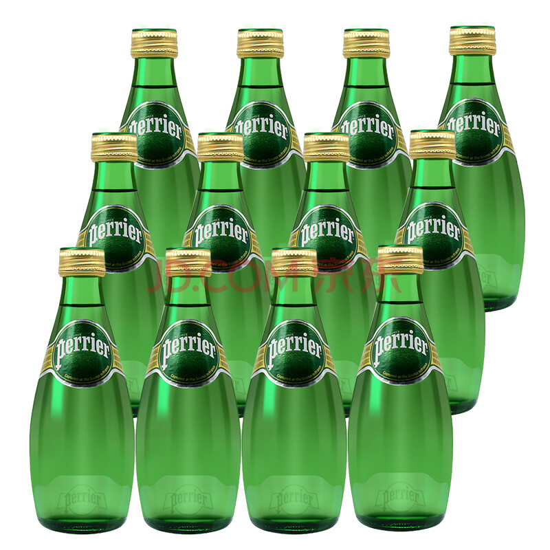 法国进口(perrier)巴黎水含气天然矿泉水330ml装玻璃瓶 原味青柠柠檬