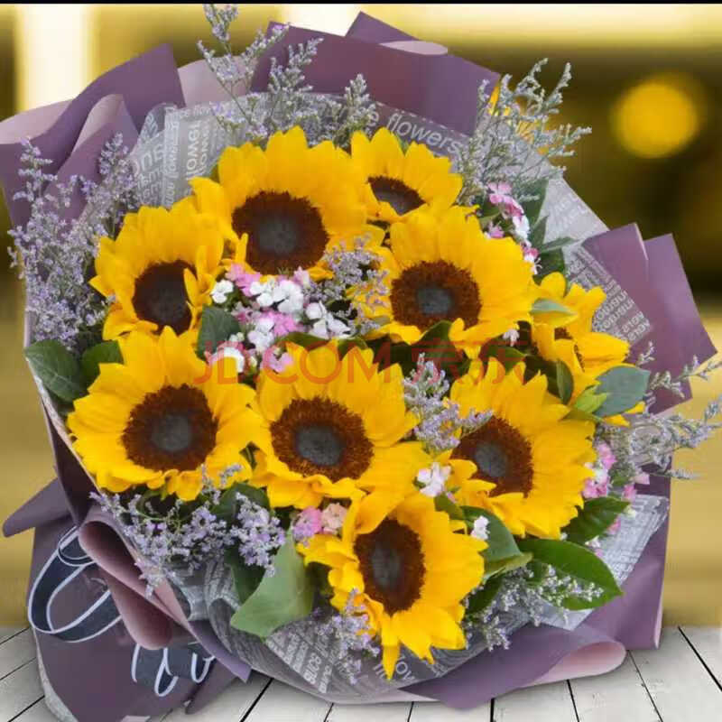 【温暖向阳】9朵向日葵韩式花束父亲节教师节感恩送长辈男士花礼 9朵