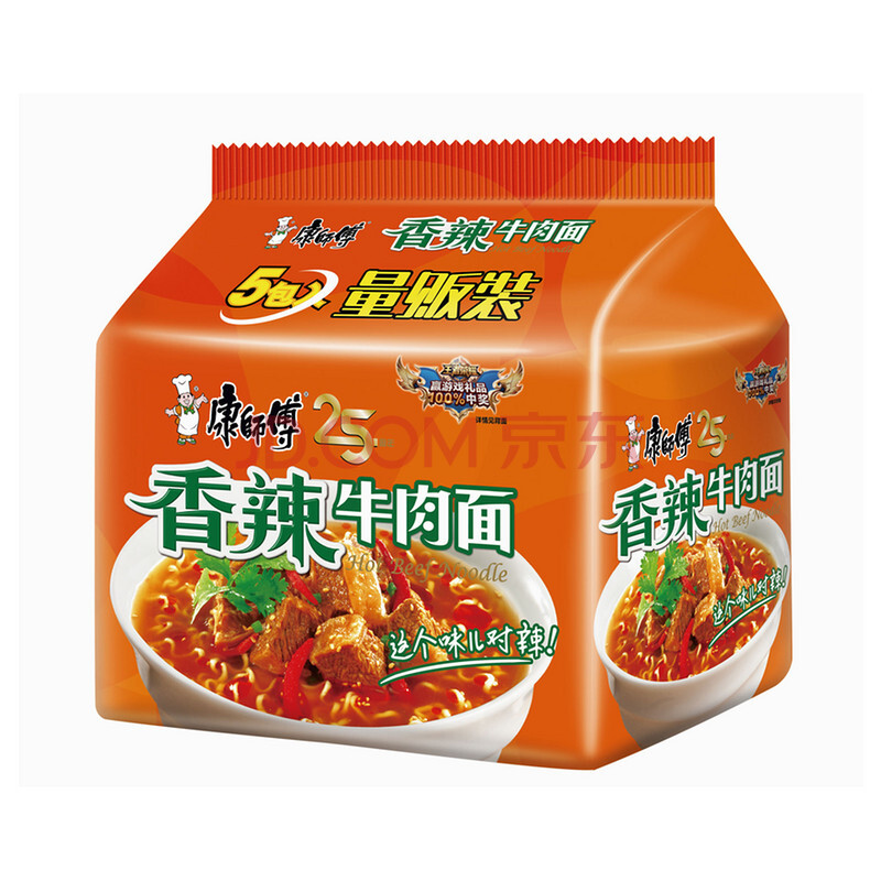 康师傅经典香辣牛肉面82.5gx5/包