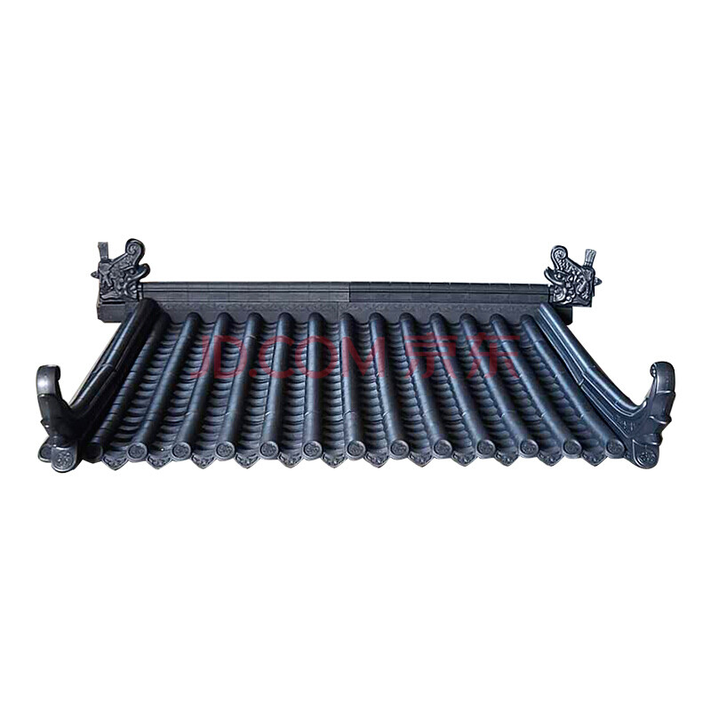 树脂瓦一体中式屋檐装饰塑料小青瓦假门头古建围墙琉璃瓦片 祥云翘脚