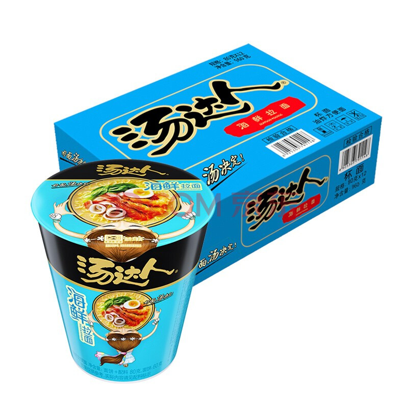 统一 汤达人 海鲜拉面 80克*12杯 杯面 整箱装 方便面