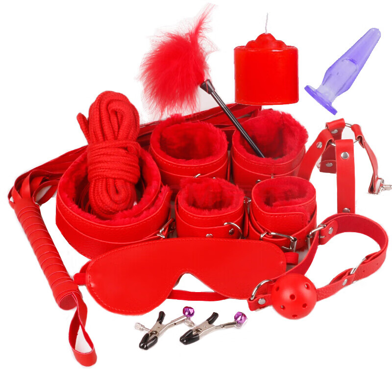 韩涩 手铐脚铐口塞皮鞭捆绑绳 器具套装sm另类玩具束缚调1教捆绑棉绳