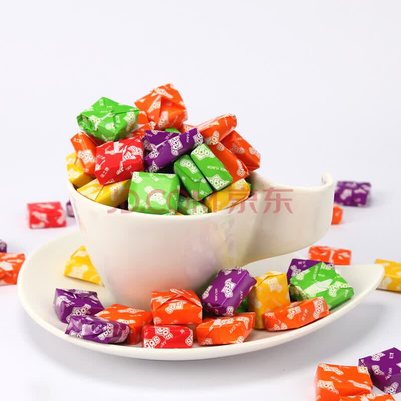 华佳威 瑞士糖 华佳威瑞士糖果汁年货糖果混合水果味中度充气软糖