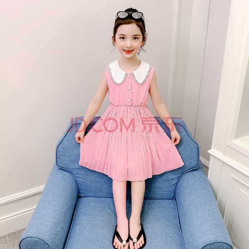 女童连衣裙夏装新款儿童背心裙子夏季洋气夏款雪纺公主裙1压皱雪纺裙