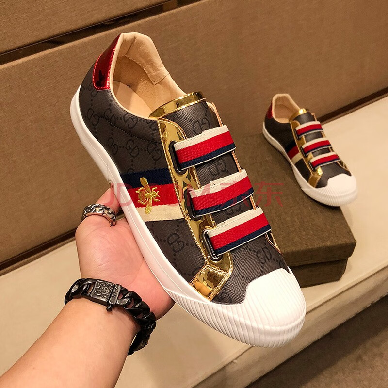 georgina goodman 休闲鞋男刺绣印花鞋子男百搭懒人板鞋子男 褐色 39