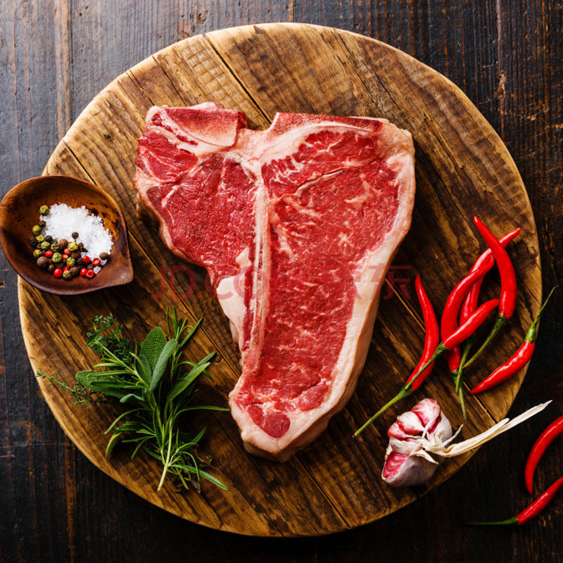 厚切350g雪花牛排战斧牛排烧烤食材t骨牛排 t骨185g*5加5黄油5黑椒酱