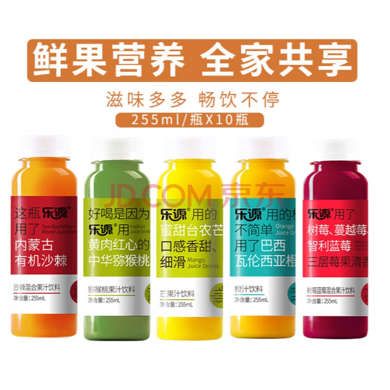 果汁 255ml*10 果蔬秘诀纯果汁饮料 0剂0脂肪浓缩橙汁桃芒果水蜜桃汁