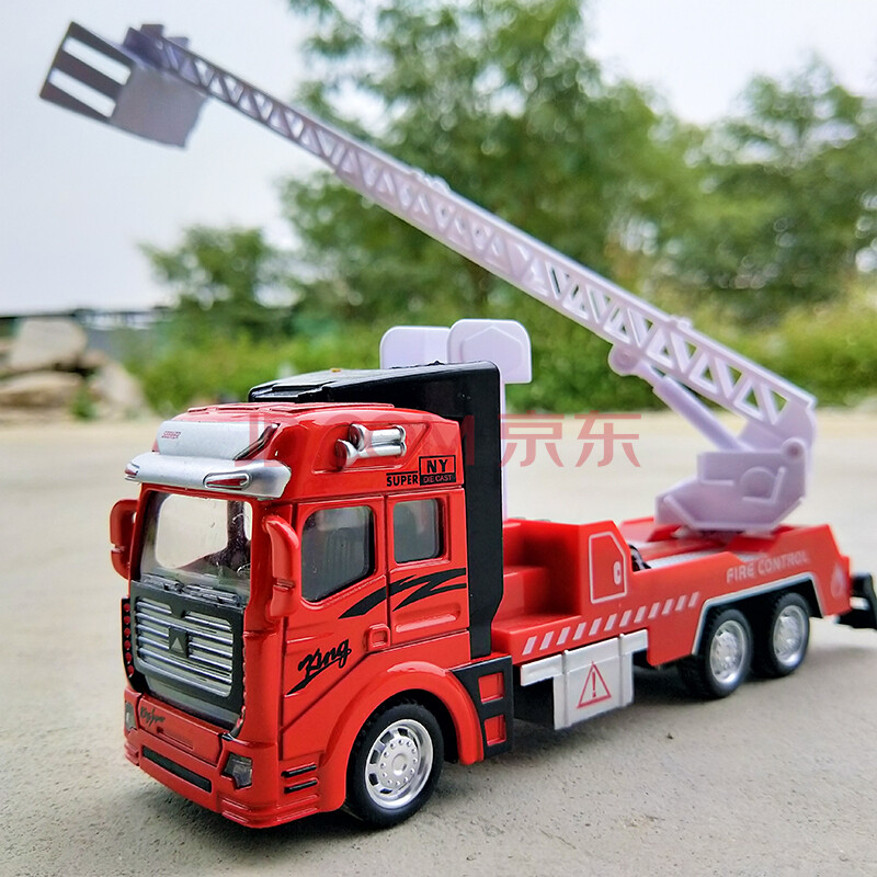合金工程车儿童挖掘机玩具车消防车模型回力挖土机搅拌车翻斗车 合金