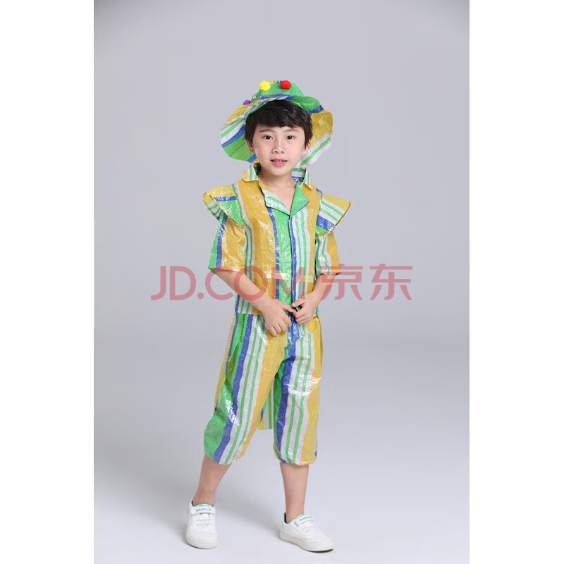 服装男女童走秀衣服幼儿园亲子装创意时装秀自制手工diy 绿色燕尾服