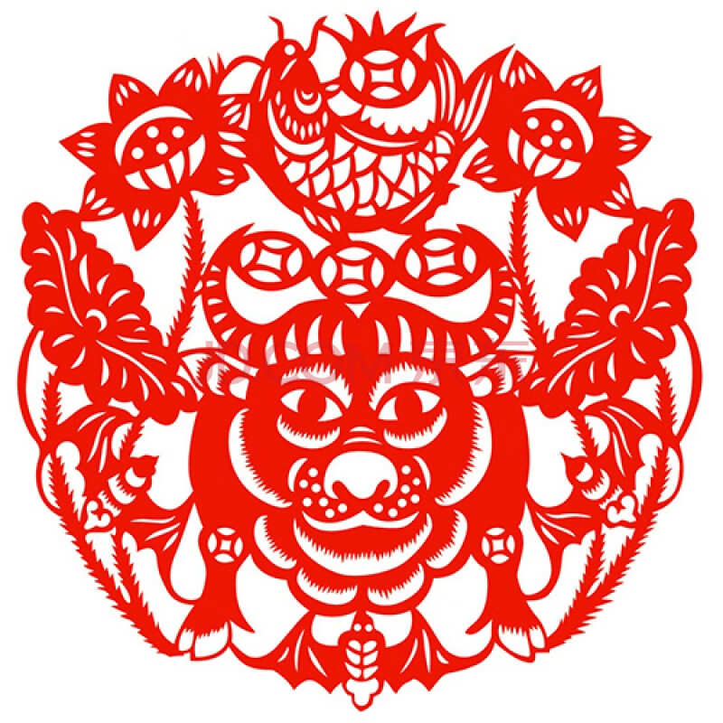 12生肖贴纸 牛年剪纸12生肖牛窗花2021新年春节年画玻璃贴纸喜字不干