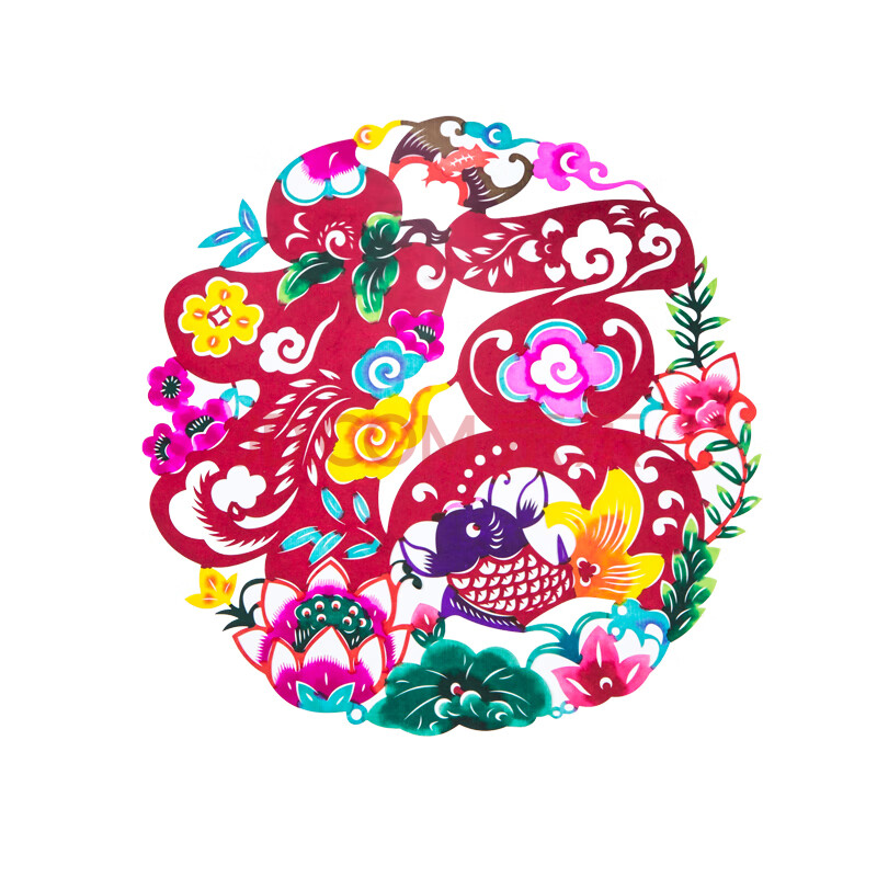 艺福升(yifusheng)大尺寸单张装 彩色剪纸 窗花玻璃贴 中国特色年画