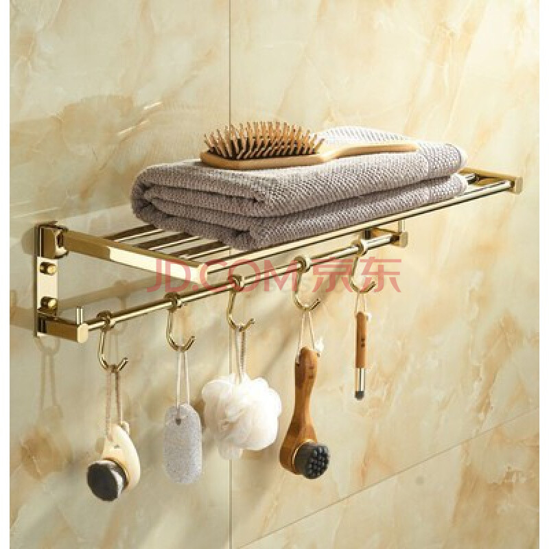 科勒金色浴室全铜卫浴五金挂件厕所免打孔促 上下双杆 免打孔请备注