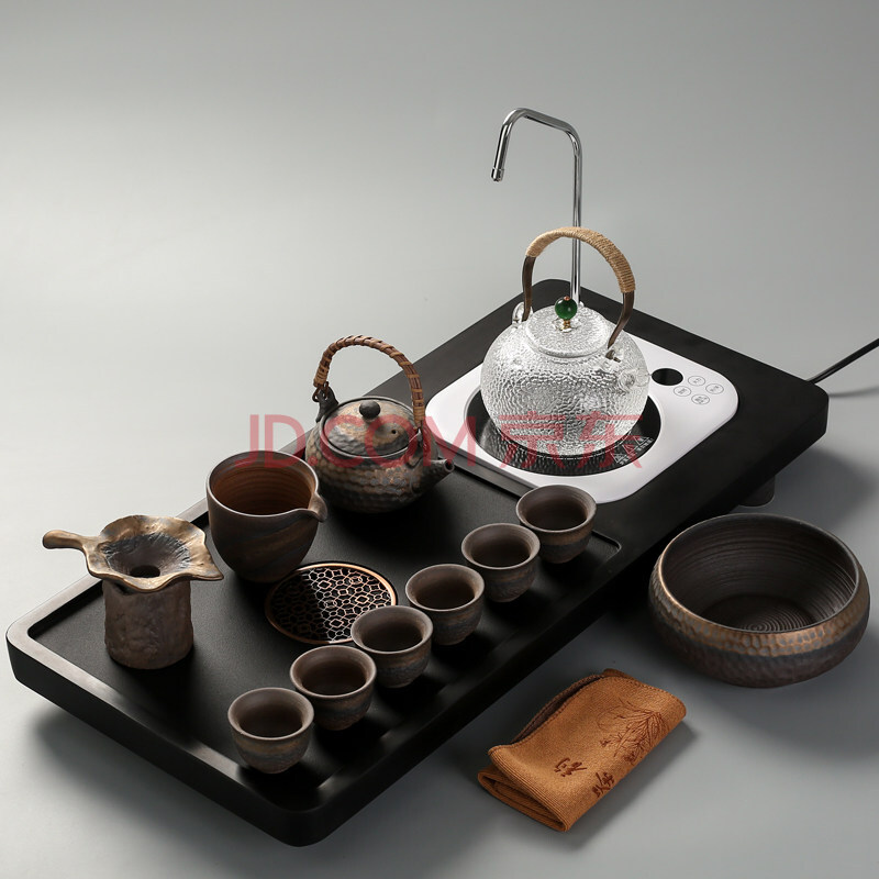 多功能精美电陶炉茶盘日式茶具套装乌金石一体茶盘自动上水电陶炉煮茶