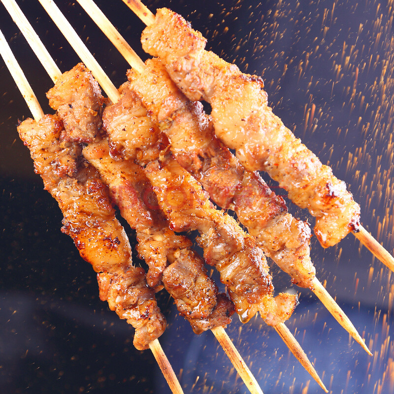 餐爆烧烤腌制食材鲜冻牛肉串165g/包(8串)鲜肉手工现穿 牛肉串