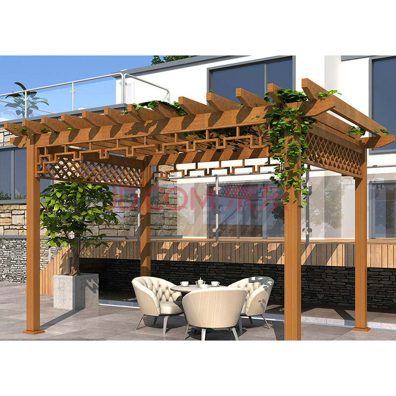 铝合金葡萄架户外庭院设计别墅阳台遮雨棚花园防腐木廊架天台花架 领