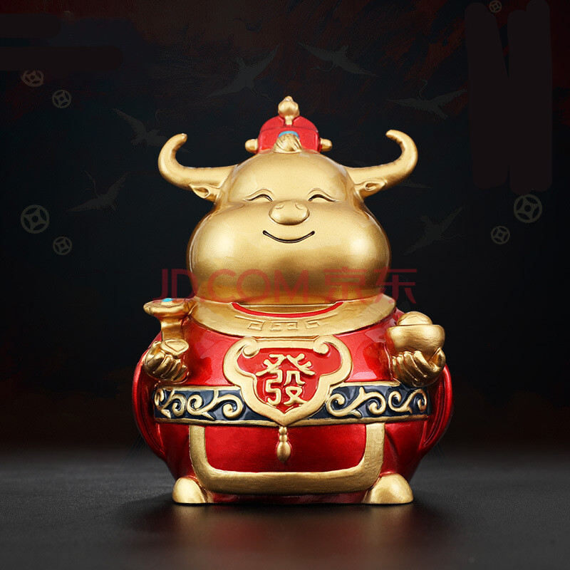 京普斯 牛年吉祥物纯铜牛招财摆件牛气冲天财神牛办公室桌上开业乔迁