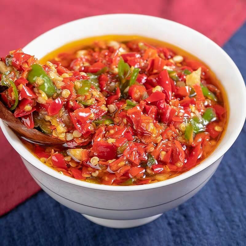 湖南特产彩色蒜蓉辣椒酱农家自制青红剁辣椒香辣拌饭拌面酱下饭菜青红