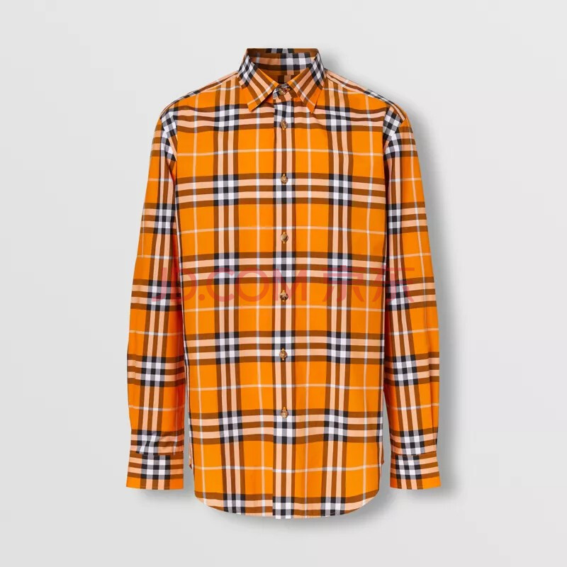 博柏利 burberry 2021春夏 男士深橘色格纹棉府绸衬衫 80391331 m