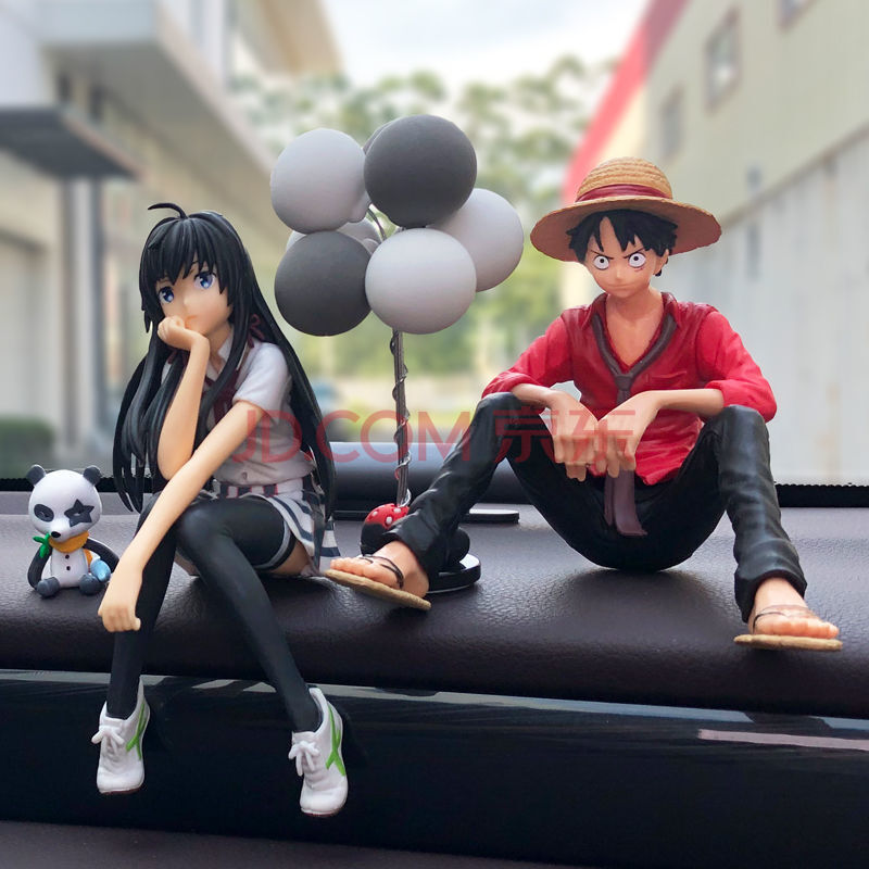 汽车摆件车内饰品路飞雪乃美少女中控台动漫装饰车载用品 红衣路飞