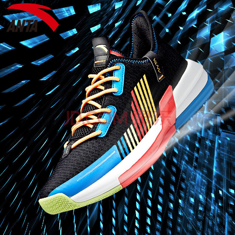 安踏anta 激光篮球鞋男运动鞋低帮实战球鞋 黑/宫蓝色/安踏白7 42