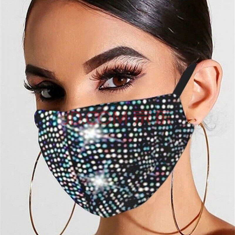 卡若登新品镶钻口罩一片式钻石口罩可水洗成人时尚带钻防晒防尘口罩