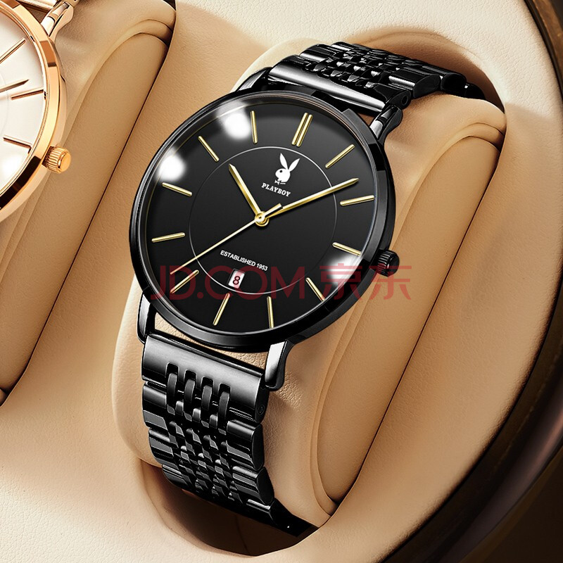 花花公子(playboy)手表男士简约时尚超薄防水单日历学生潮流腕表 m